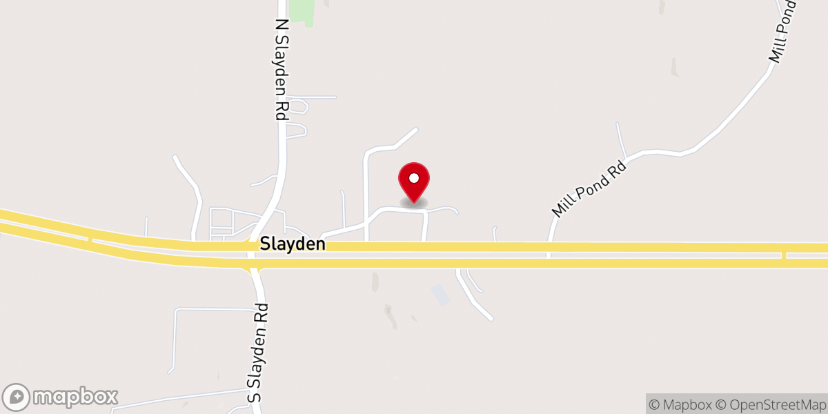 Map showing location of Slayden Baptist Church