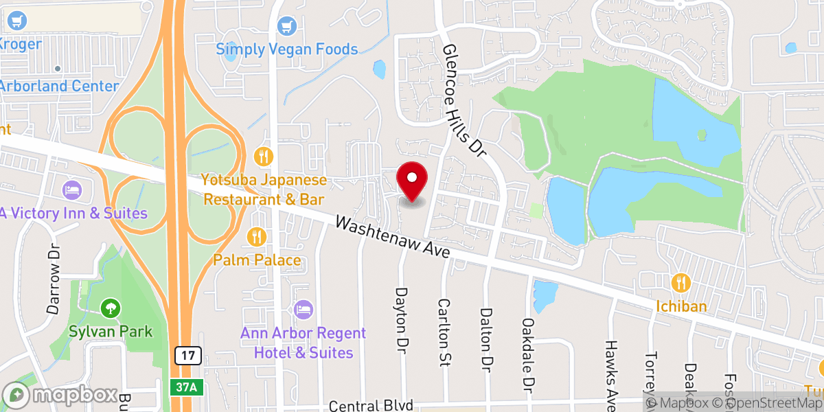 Map showing location of Chinese Christian Fellowship church in Ann Arbor