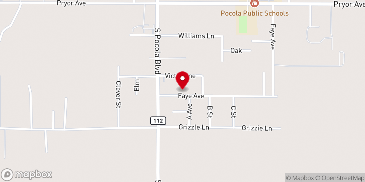 Map showing location of Pocola Heights Freewill Baptist