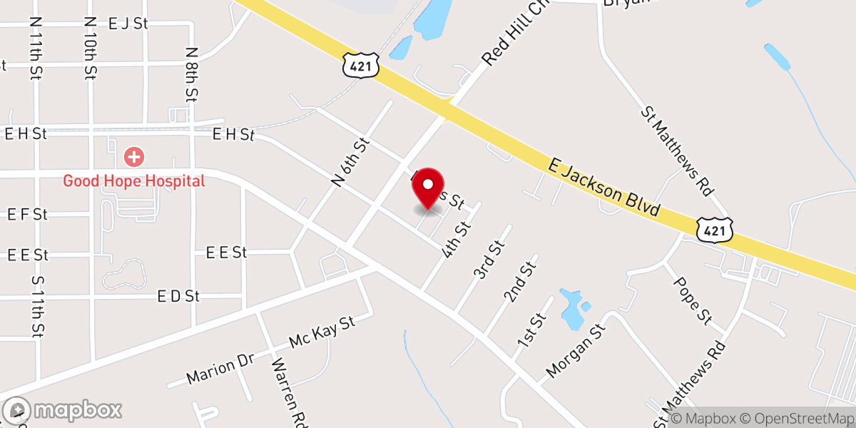 Map showing location of Redemption Hill Church