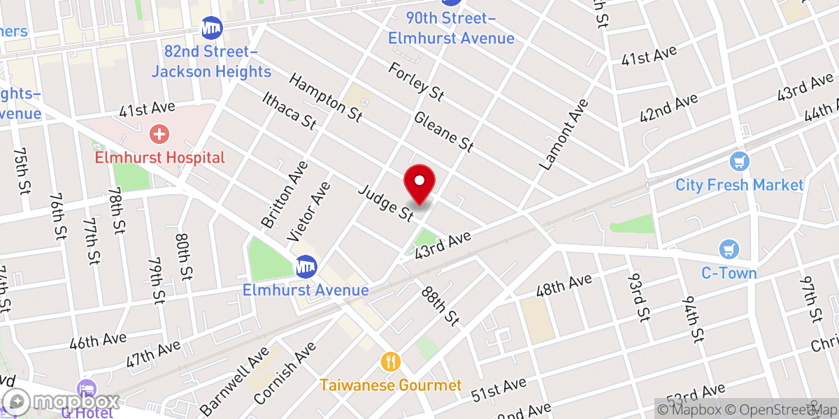 Map showing location of Iglesia Pentecostal La Senda Apostolica de Elmhurst