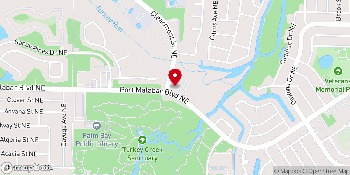 Map showing location of Peace Lutheran Church of Palm Bay