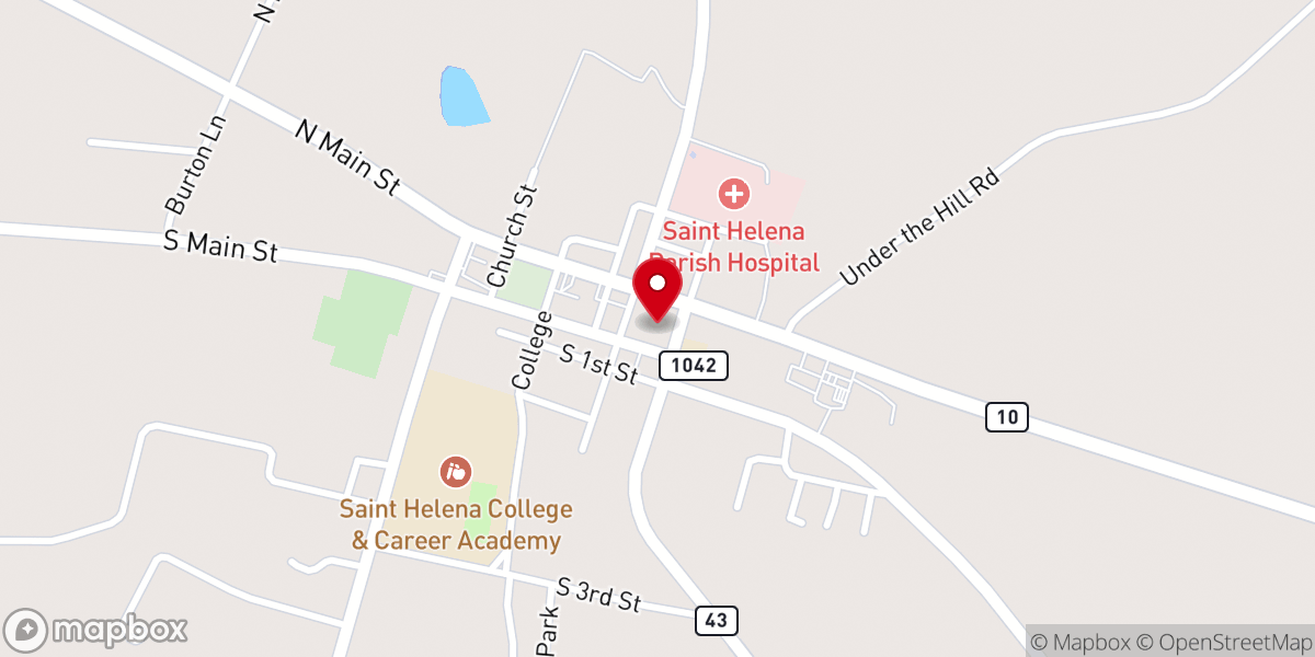 Map showing location of St. Helena Parish Courthouse