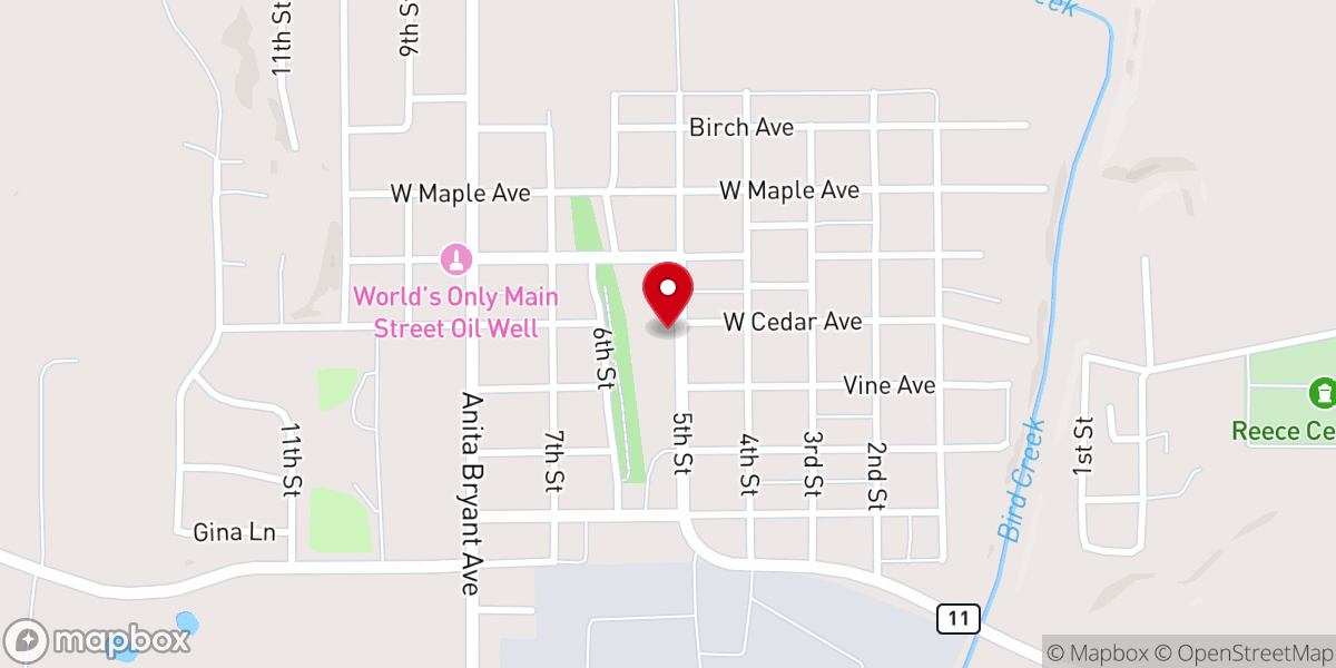 Map showing location of First Christian Church
