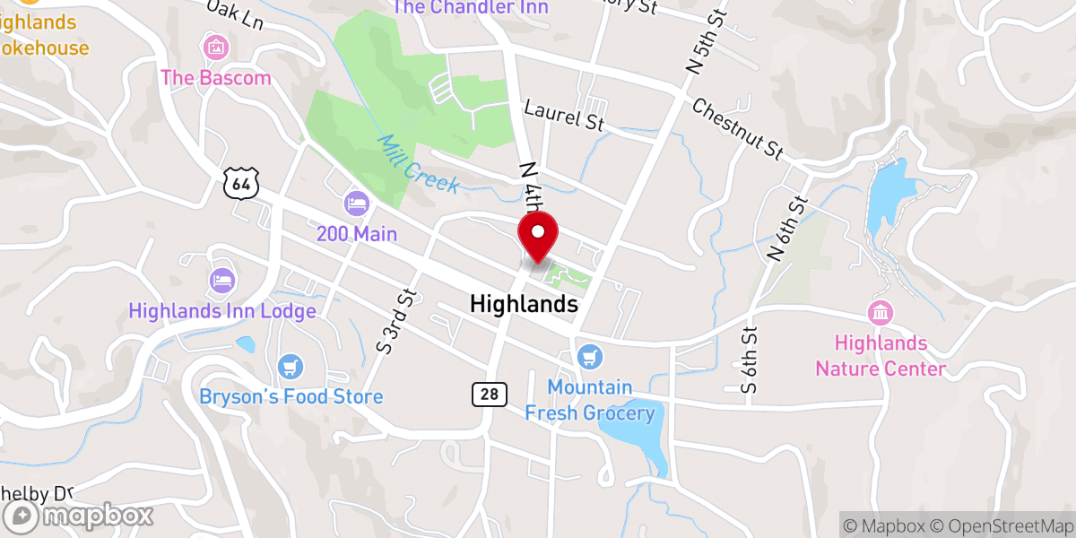 Map showing location of Highlands Central Baptist Church