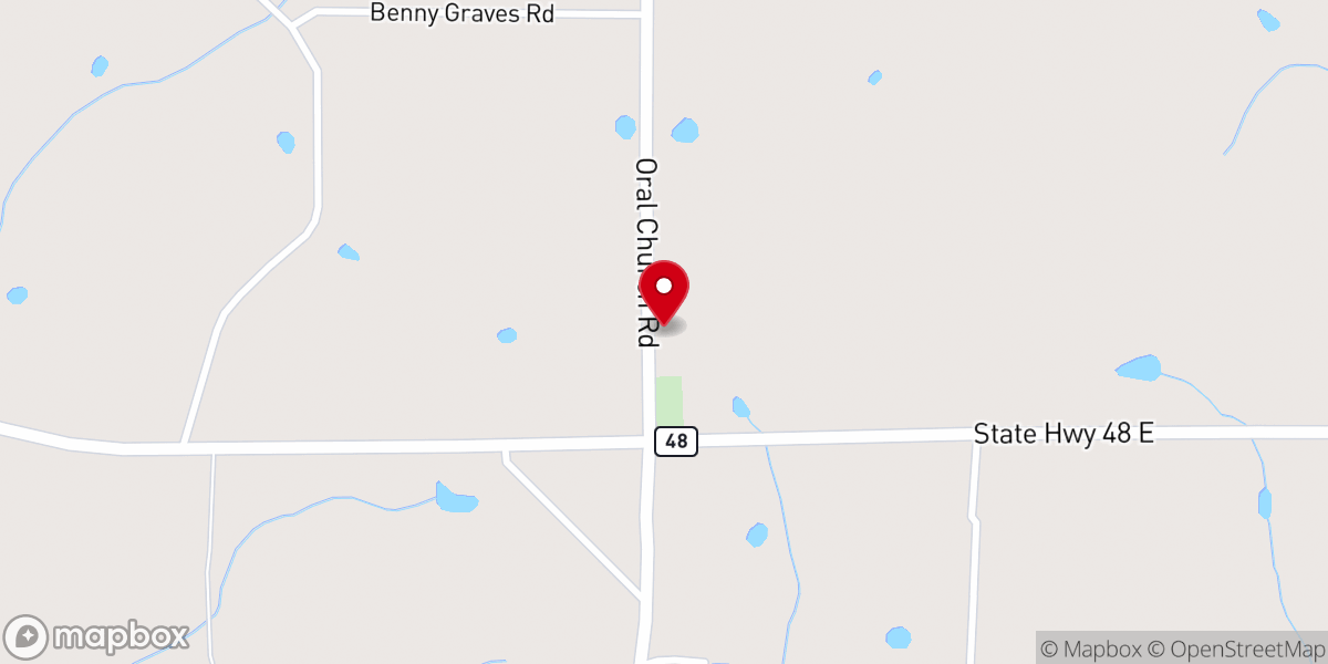 Map showing location of Oral Church
