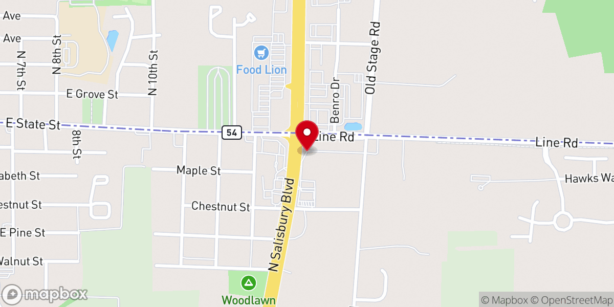 Map showing location of Delmar Baptism Trailer