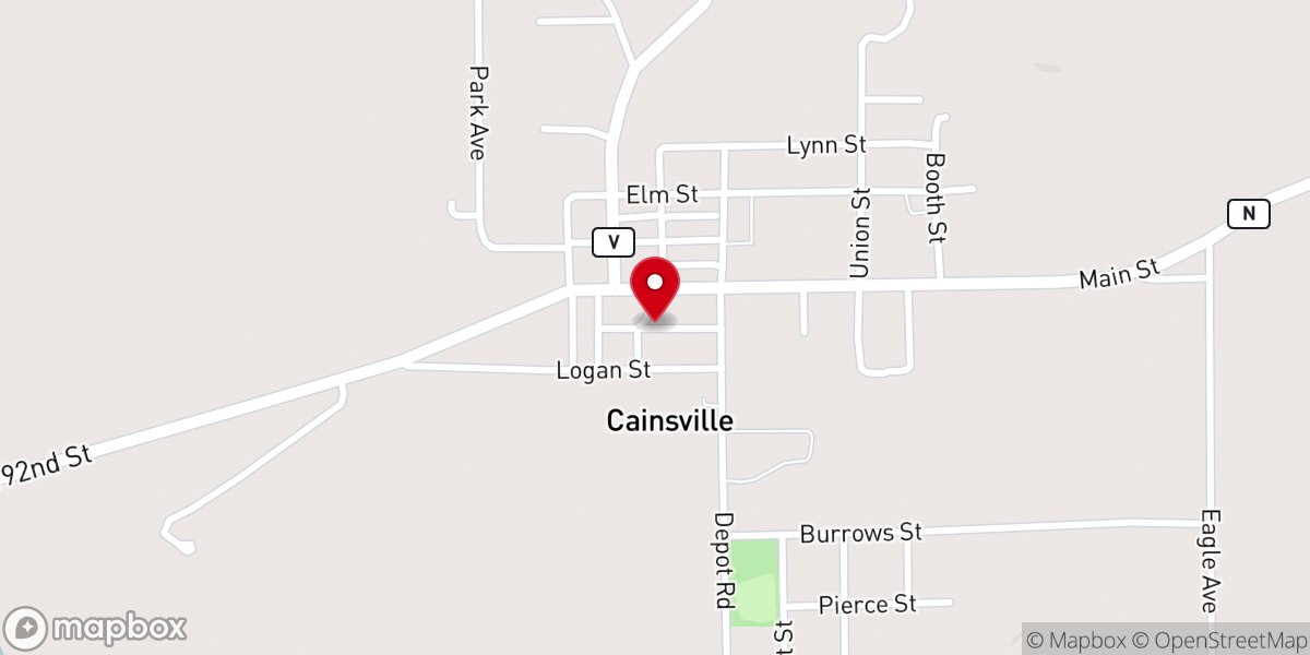 Map showing location of Assembly of God Church