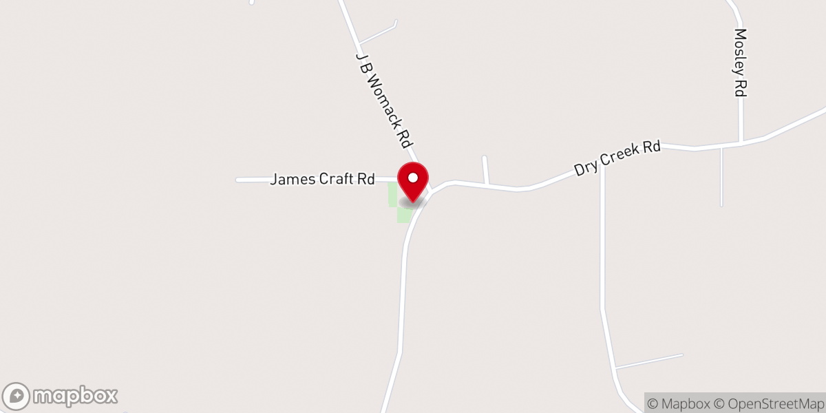 Map showing location of Dry Creek Baptist Church