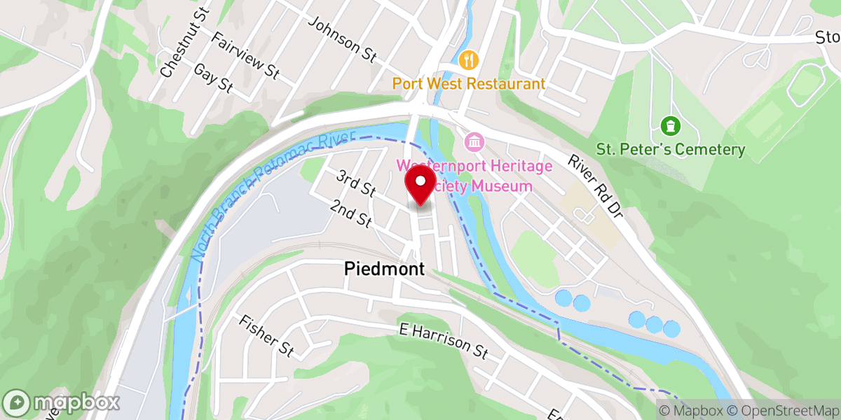 Map showing location of Piedmont Presbyterian Church