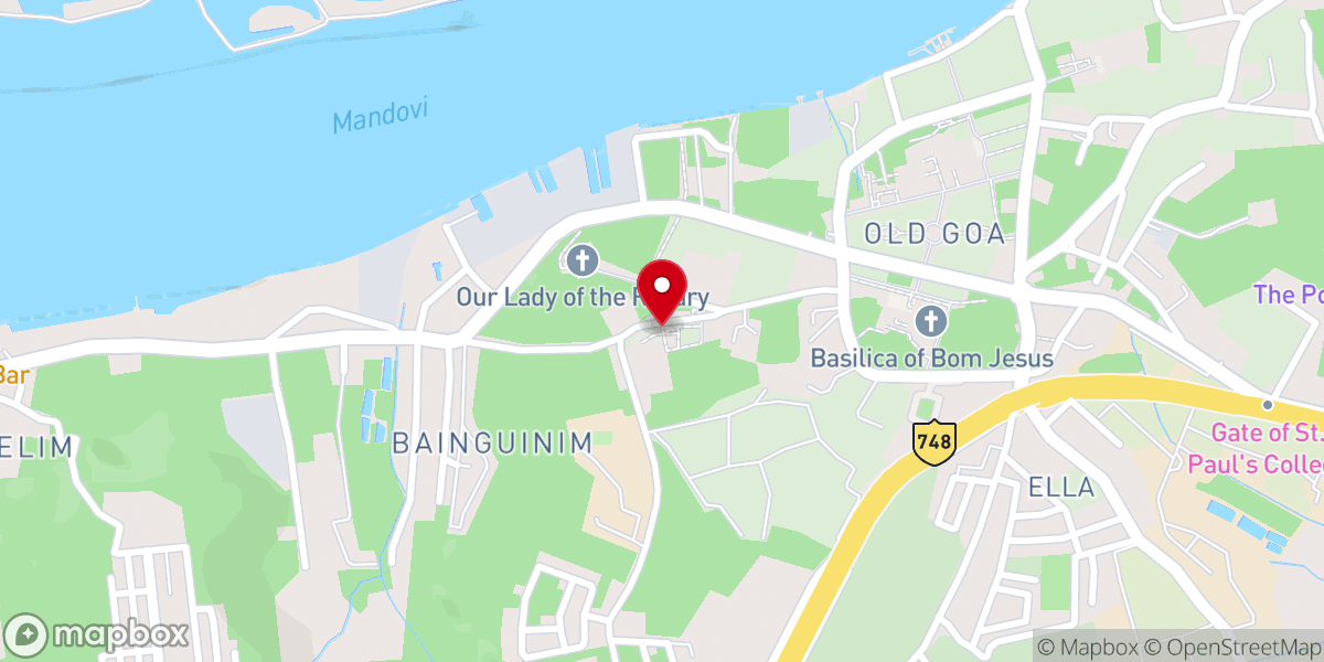 Map showing location of St. Augustine Tower Goa