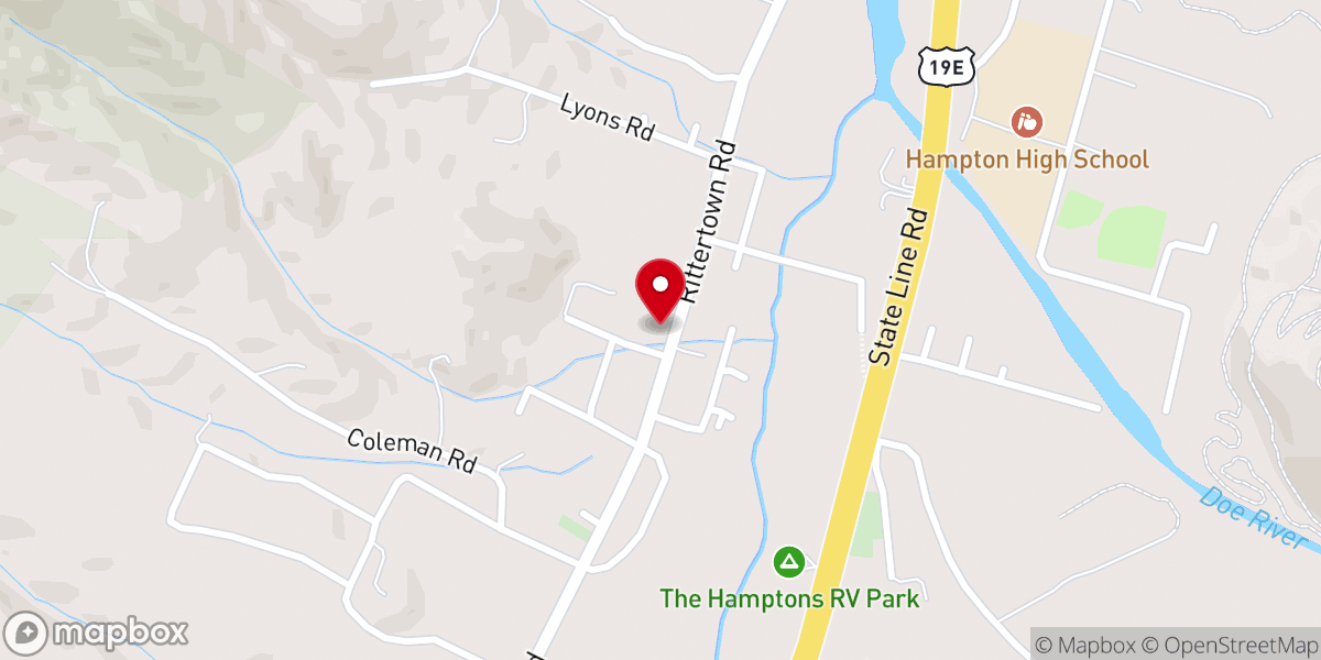 Map showing location of Rittertown Baptist Church