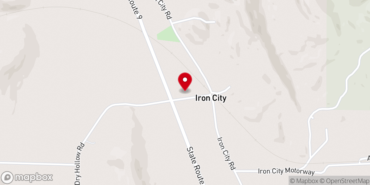Map showing location of Iron City Baptist Church