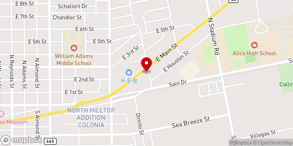 Map showing location of Popeyes Louisiana Kitchen