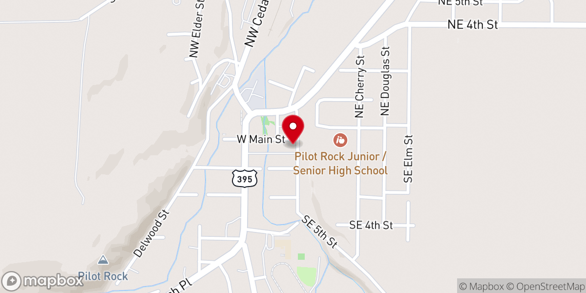 Map showing location of Pilot Rock Seventh-Day Adventist Church