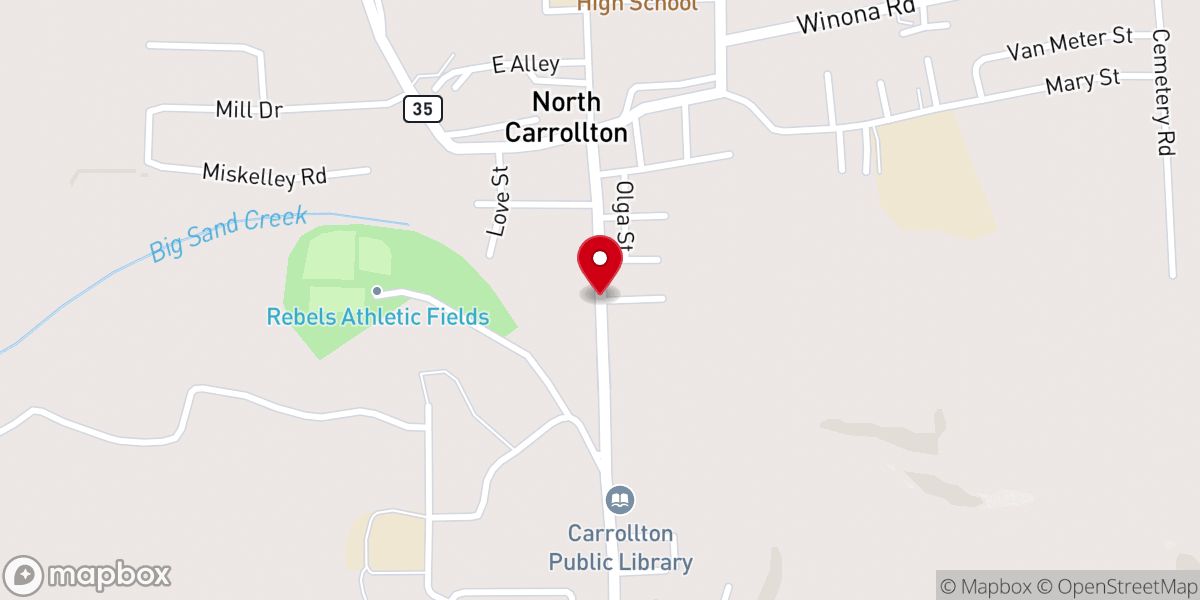 Map showing location of Lebanon M.B. Church