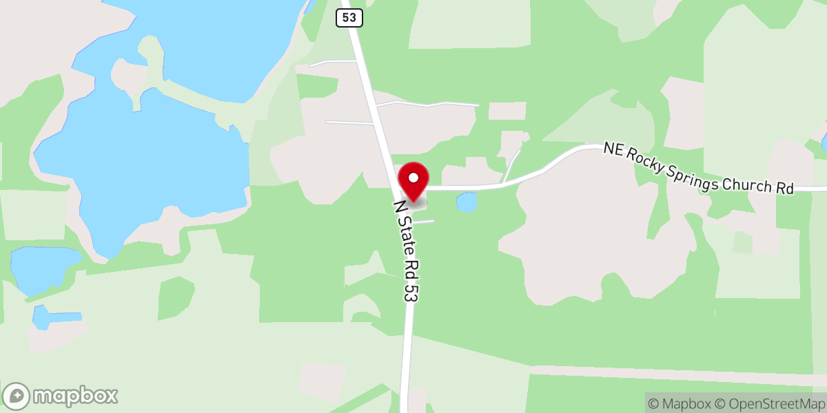 Map showing location of Rocky Springs Missionary Baptist