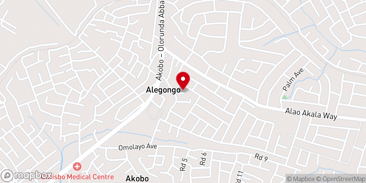 Map showing location of Winners chapel Alegongo
