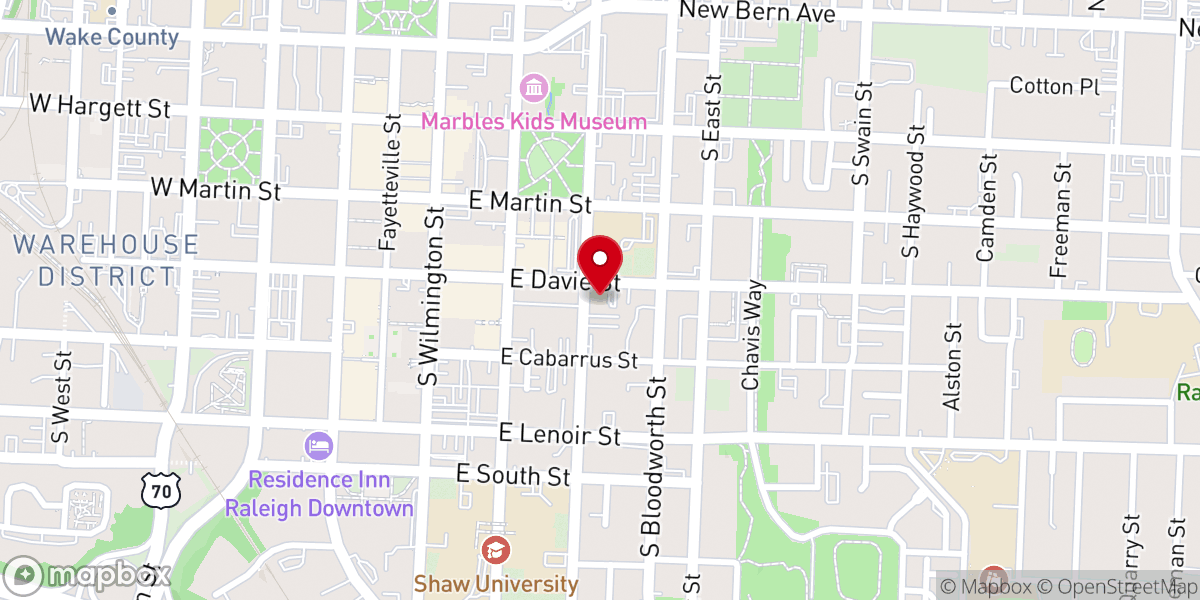 Map showing location of Davie Street Presbyterian Church