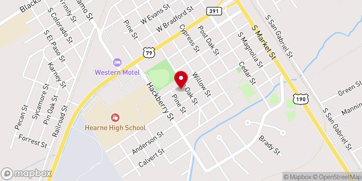 Map showing location of Hearne Church of Christ