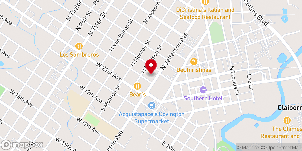 Map showing location of First United Methodist Church Covington