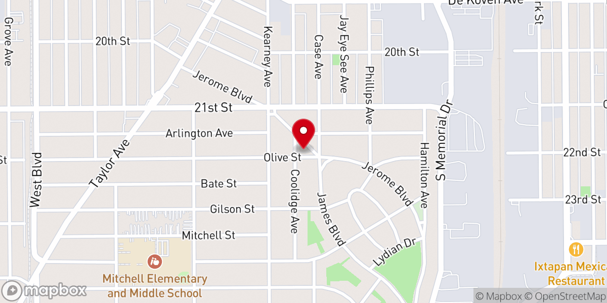Map showing location of Pentecost Lutheran Church