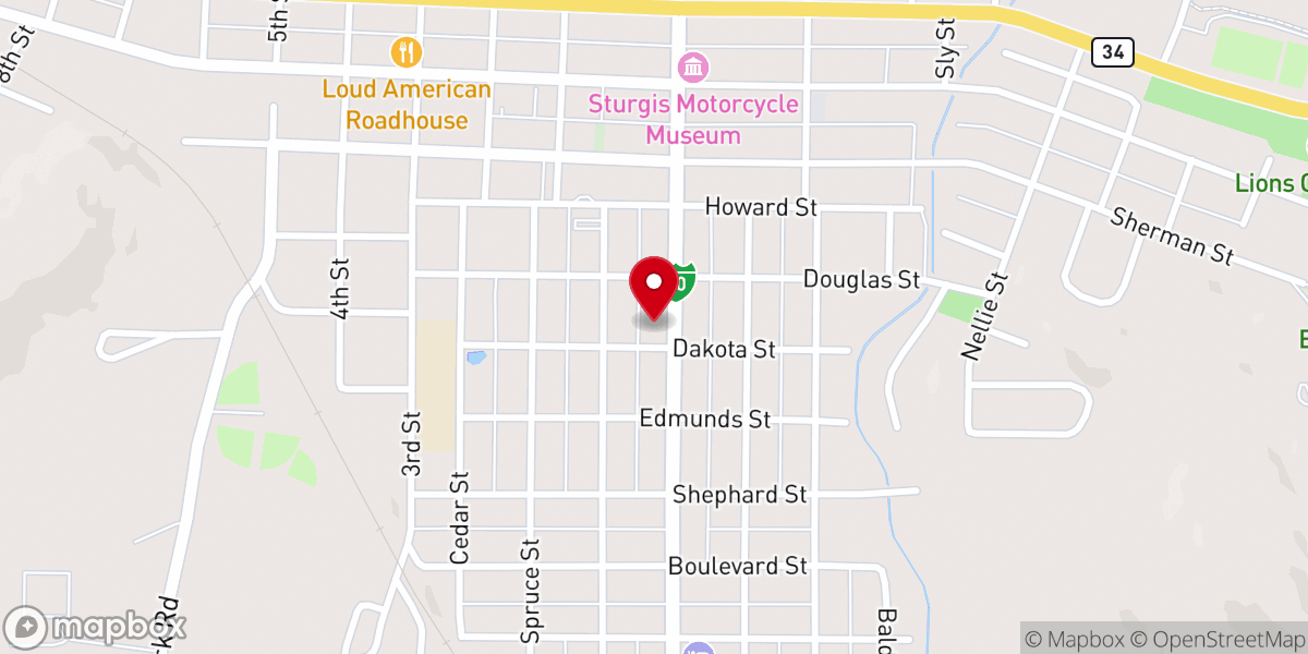 Map showing location of Sturgis Presbyterian Church