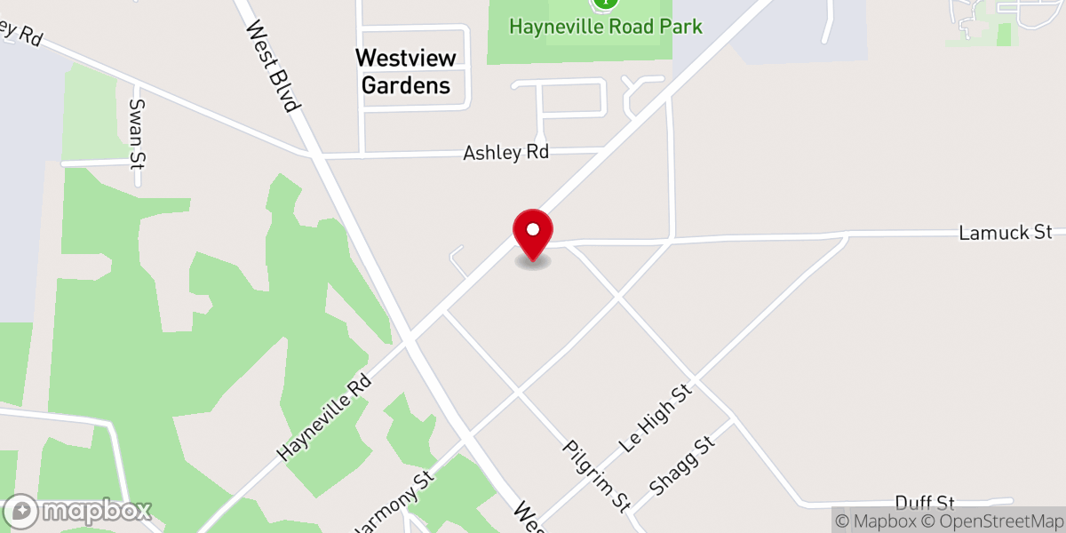 Map showing location of Pilgrim Baptist Church