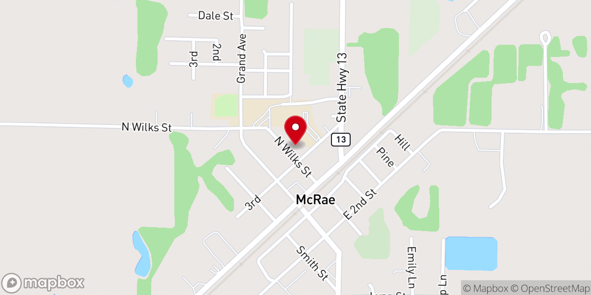 Map showing location of McRae United Methodist Church