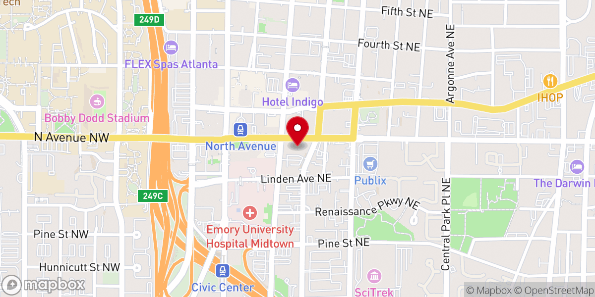 Map showing location of North Avenue Presbyterian Church