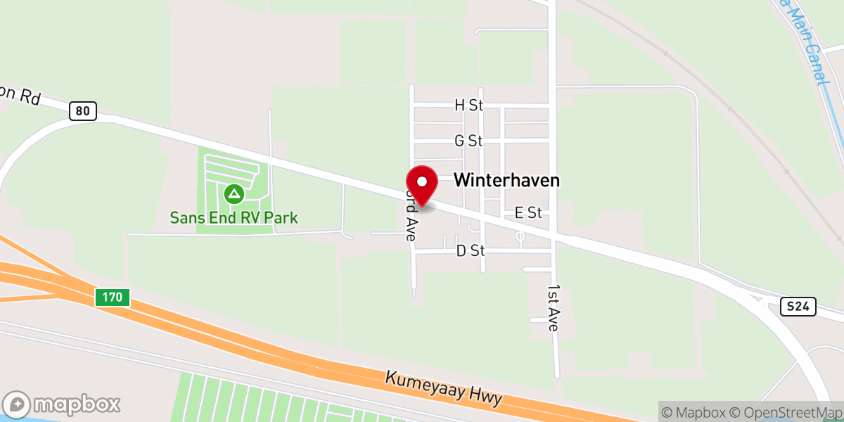 Map showing location of Winterhaven Church of Christ
