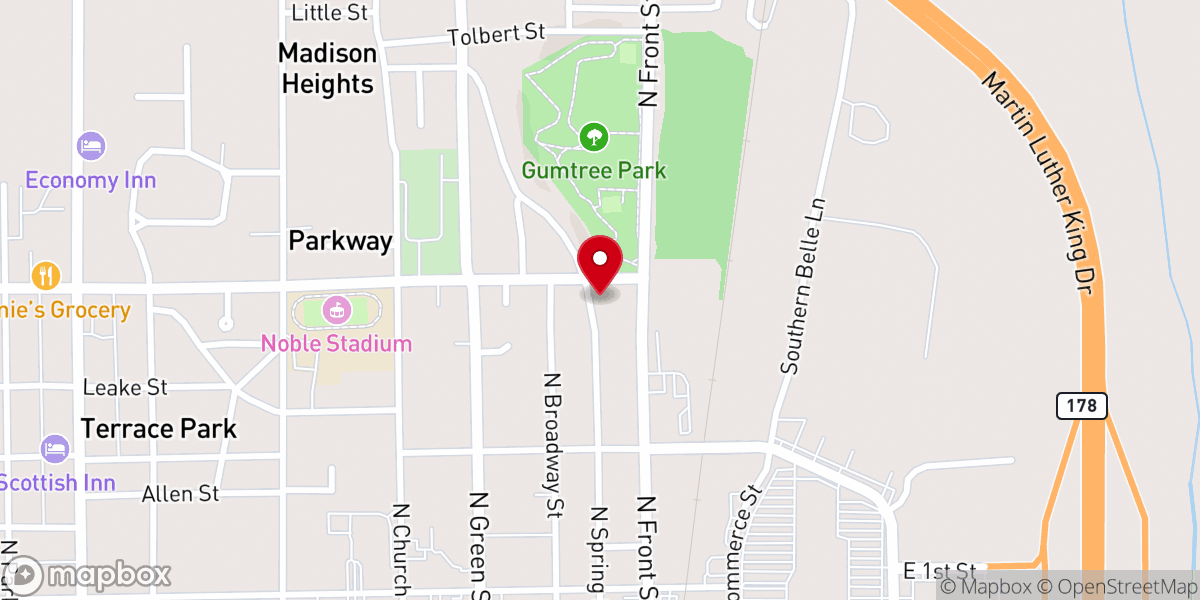 Map showing location of St Paul United Methodist Church