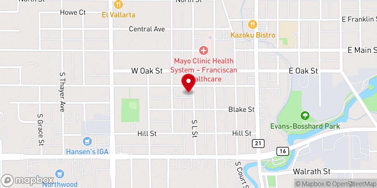 Map showing location of St. John's Lutheran Church