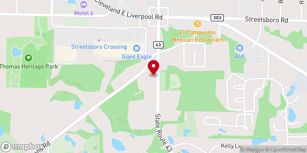 Map showing location of First Baptist Church of Streetsboro