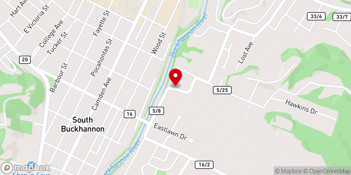 Map showing location of Buckhannon Union Mission Church