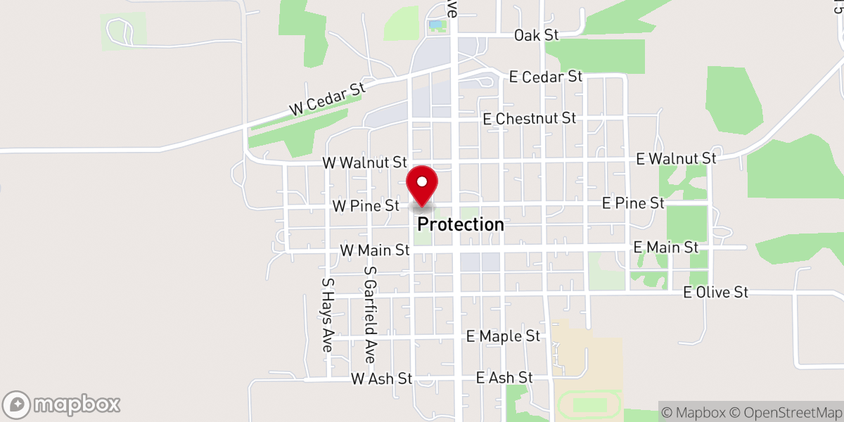 Map showing location of Protection Christian Church