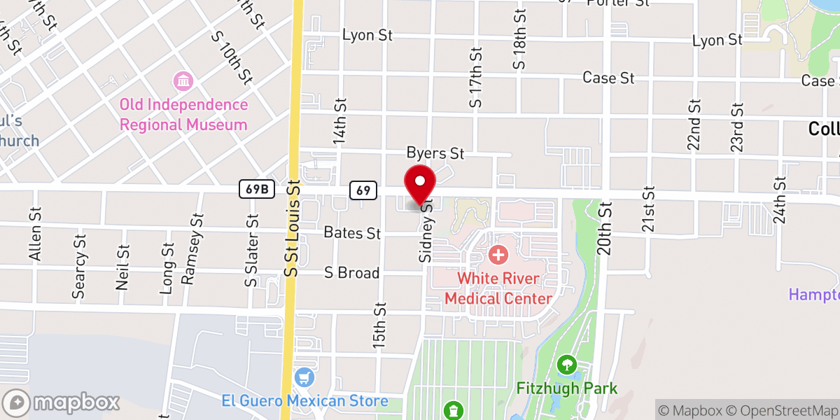 Map showing location of Harrison Street Church of Christ