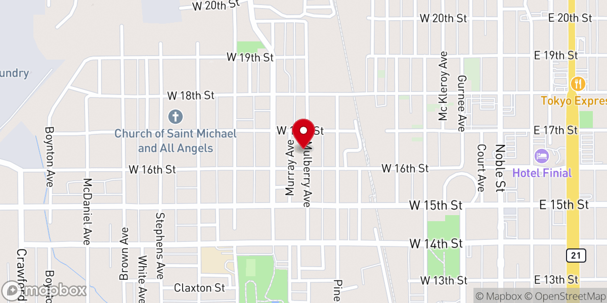 Map showing location of Murray Christian Methodist Episcopal Temple
