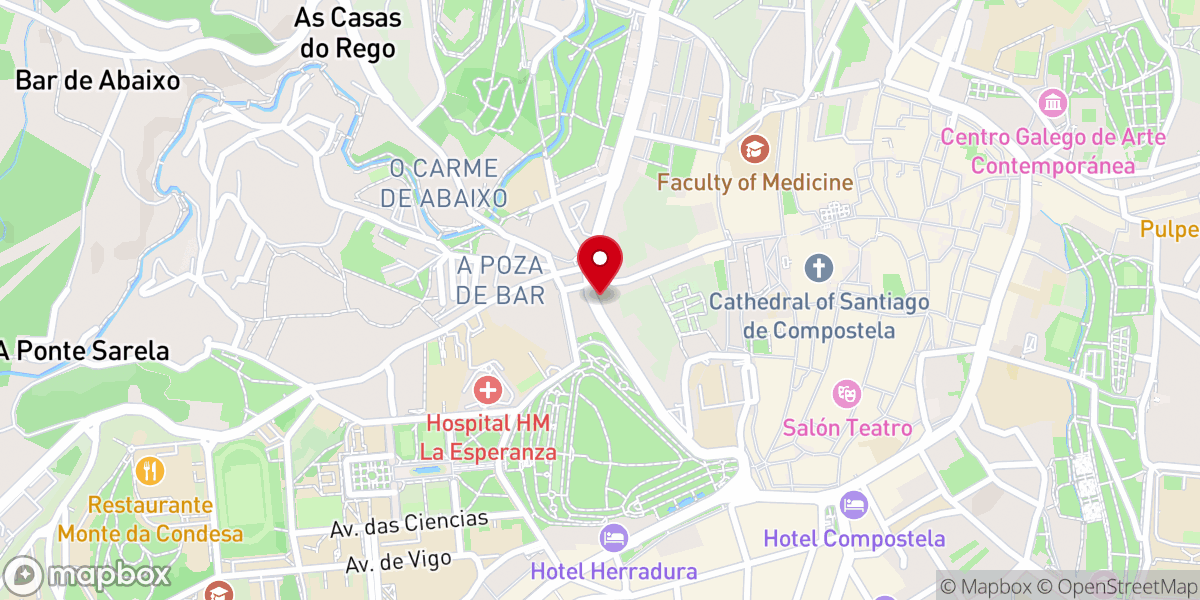 Map showing location of Pombal Rooms Santiago