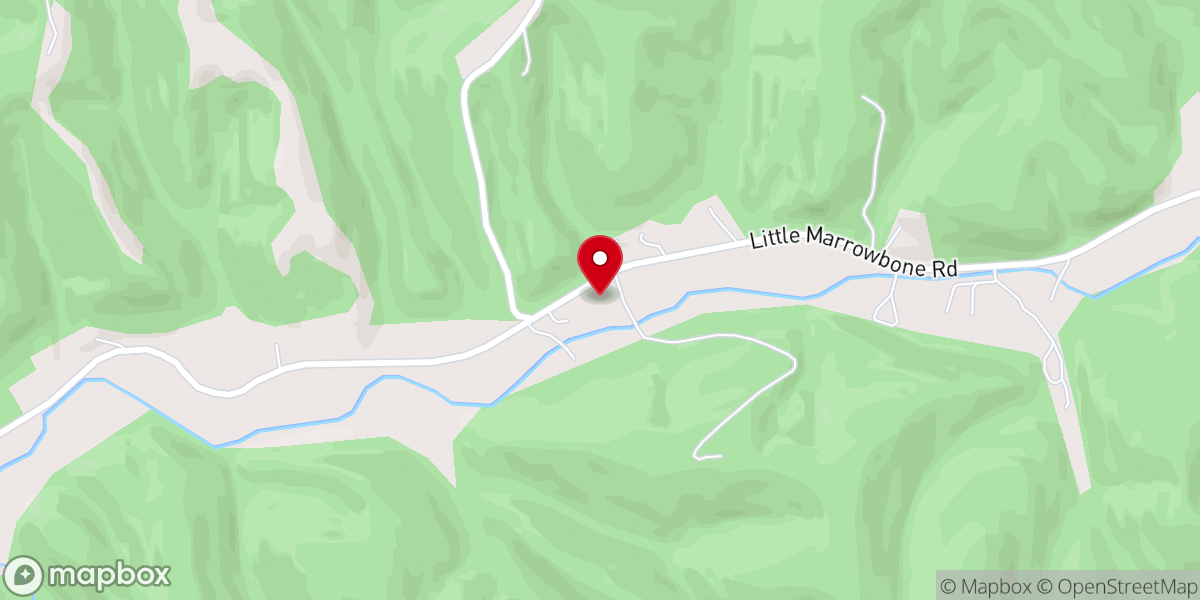 Map showing location of Church of Christ at Little Marrowbone
