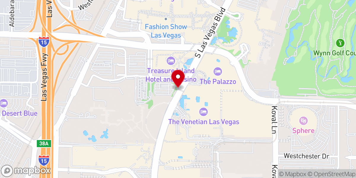 Map showing location of Treasure Island Wedding Chapels