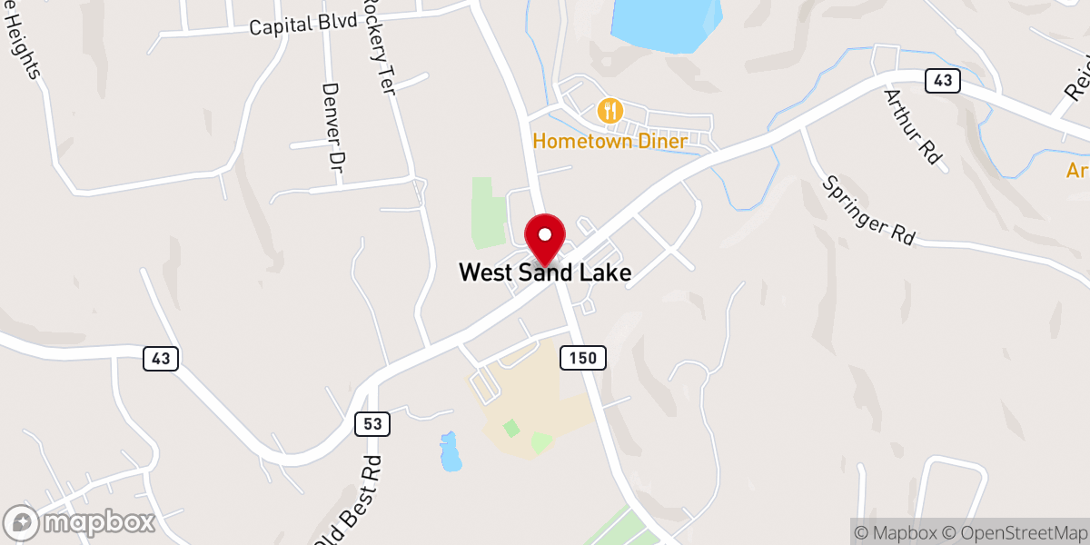 Map showing location of West Sand Lake
