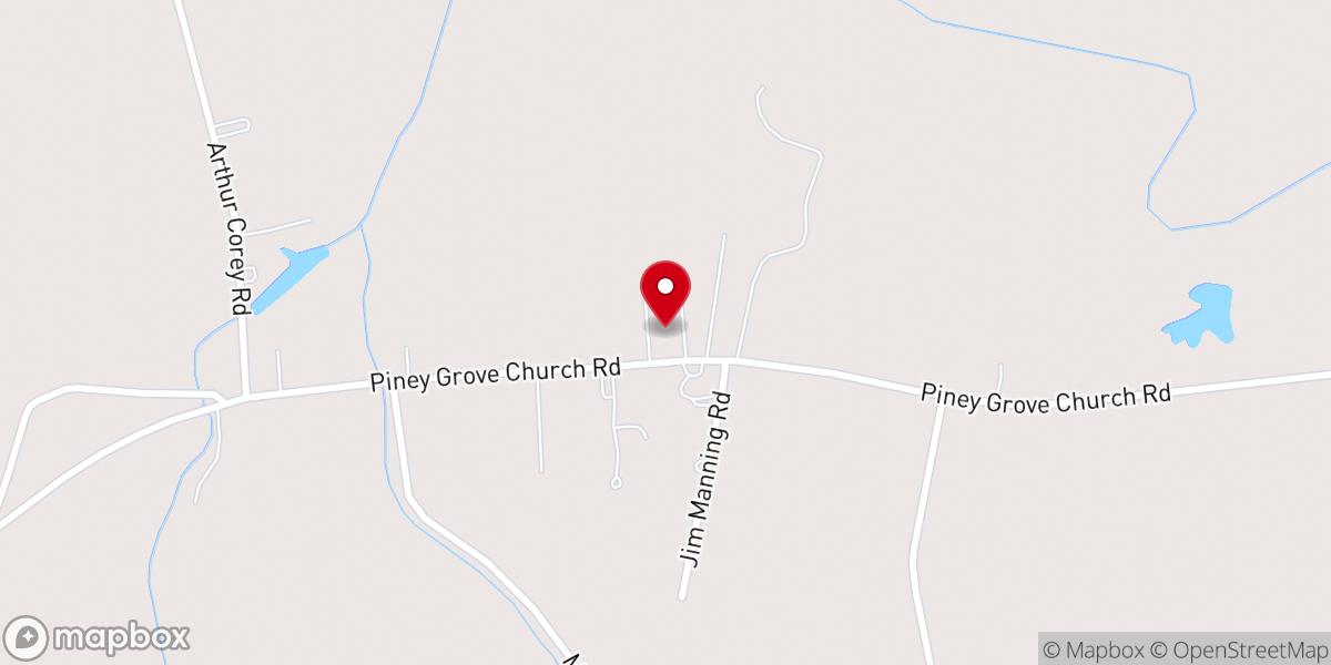 Map showing location of Piney Grove Baptist Church