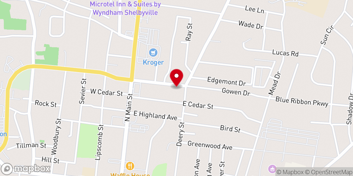 Map showing location of Edgemont Baptist Church