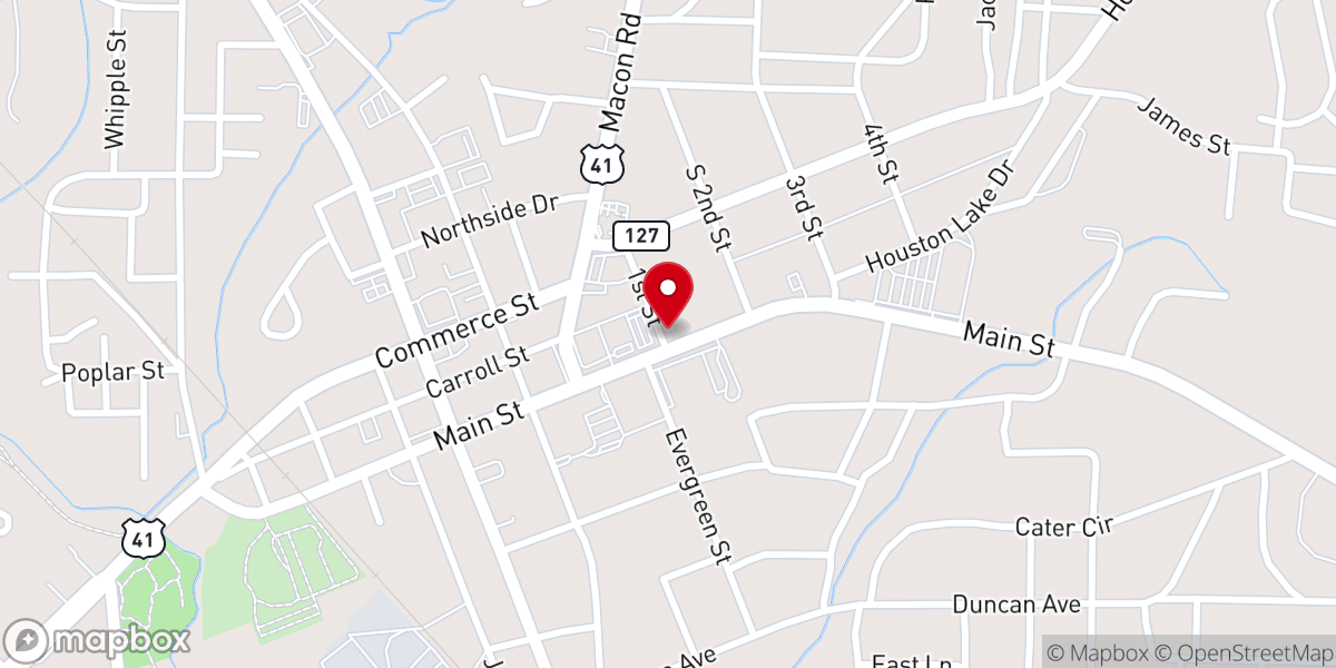 Map showing location of First Baptist Perry