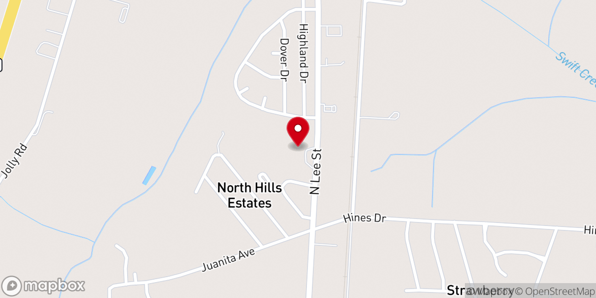 Map showing location of Original Free Will Baptist Church