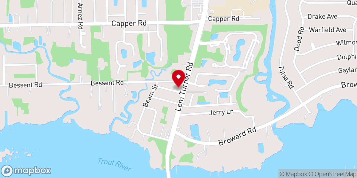 Map showing location of True Believers Primitive Baptist Church