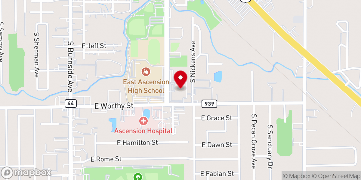Map showing location of Ascension Parish Governmental Annex