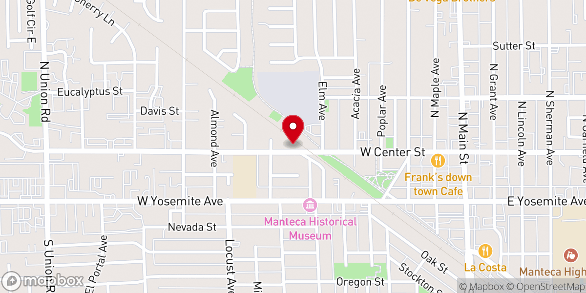 Map showing location of Love INC of Manteca