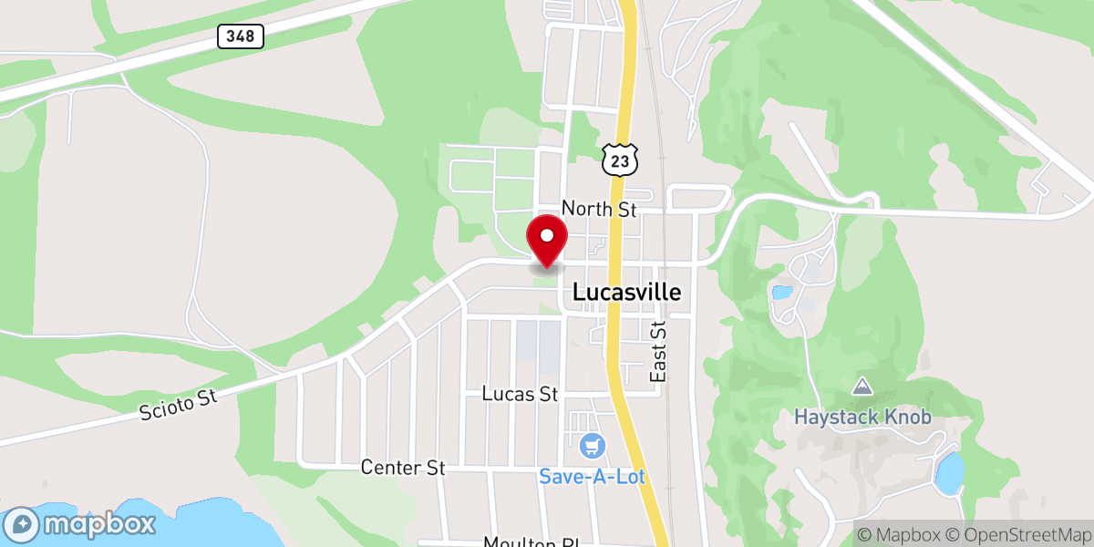 Map showing location of Lucasville Emmanuel Church